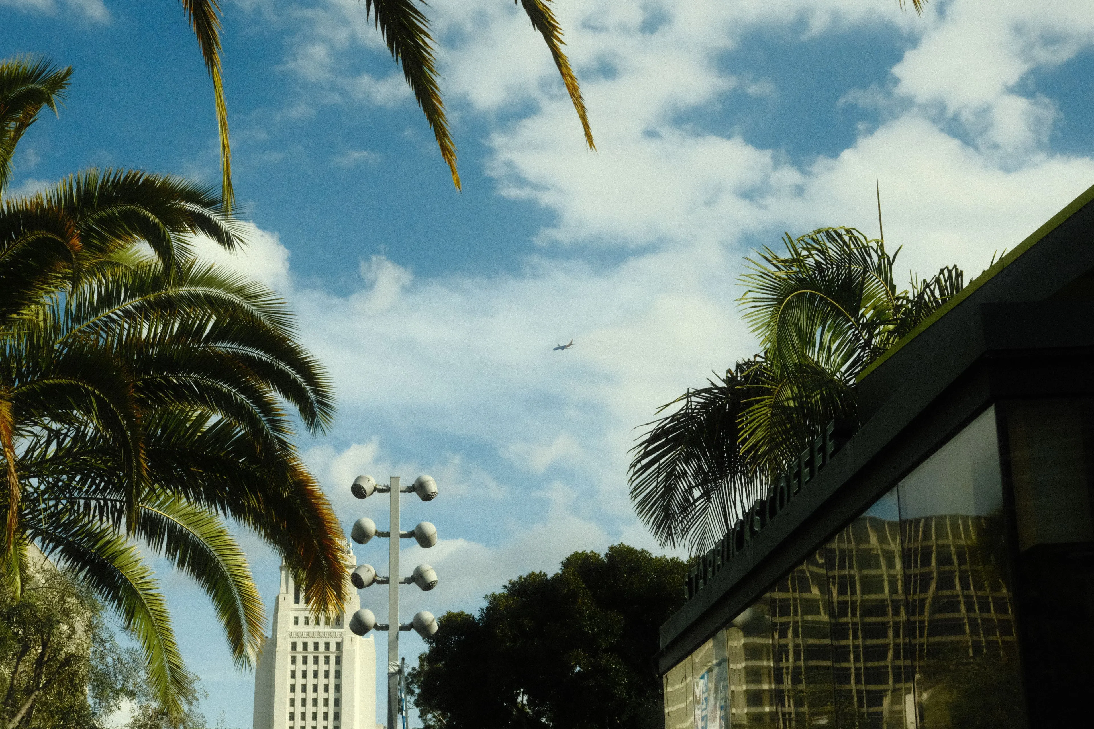 Plane flying over Grand Park