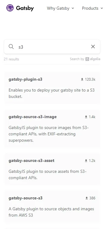 Gatsby Plugin Library search results for the s3 keyword