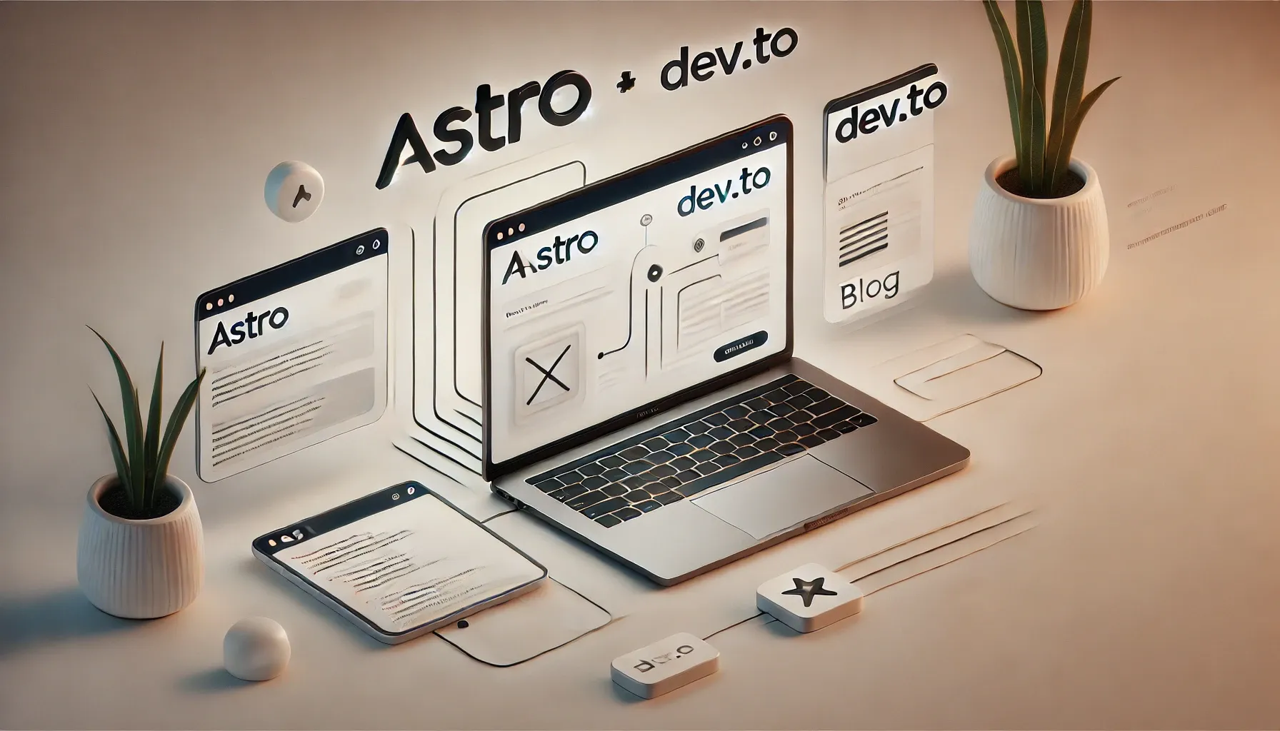 Integration between Astro and dev.to with logos and content flow.