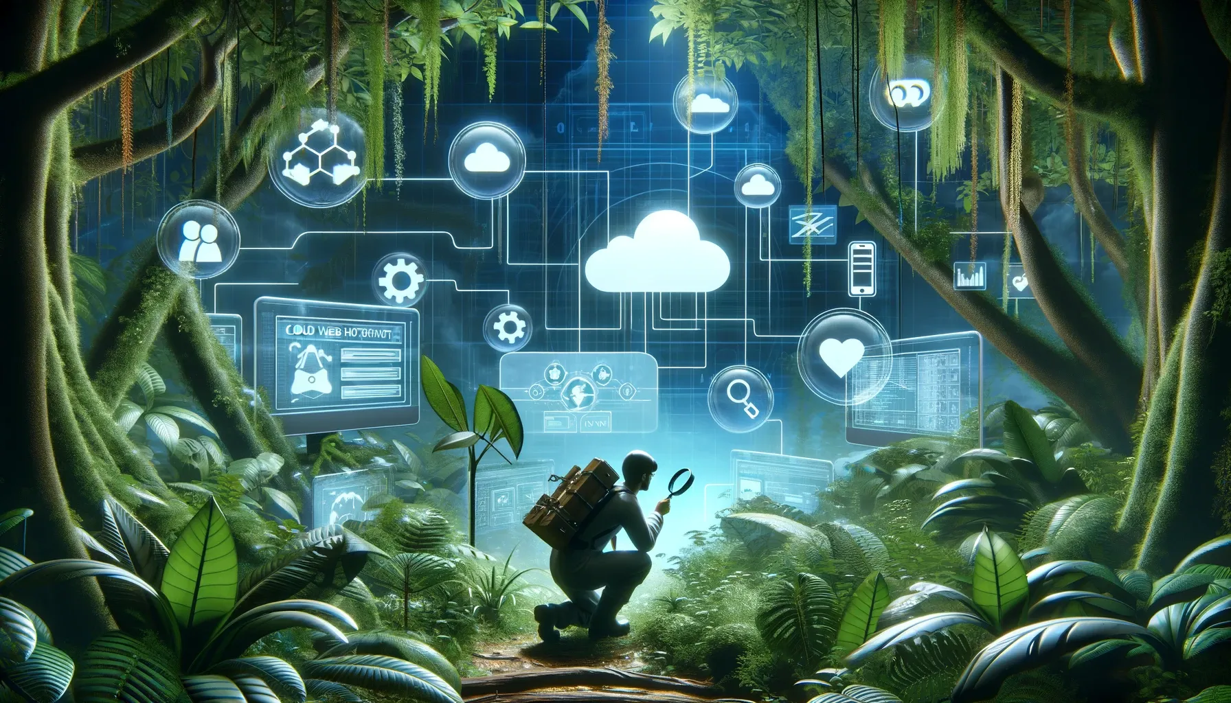Researcher navigating the digital jungle