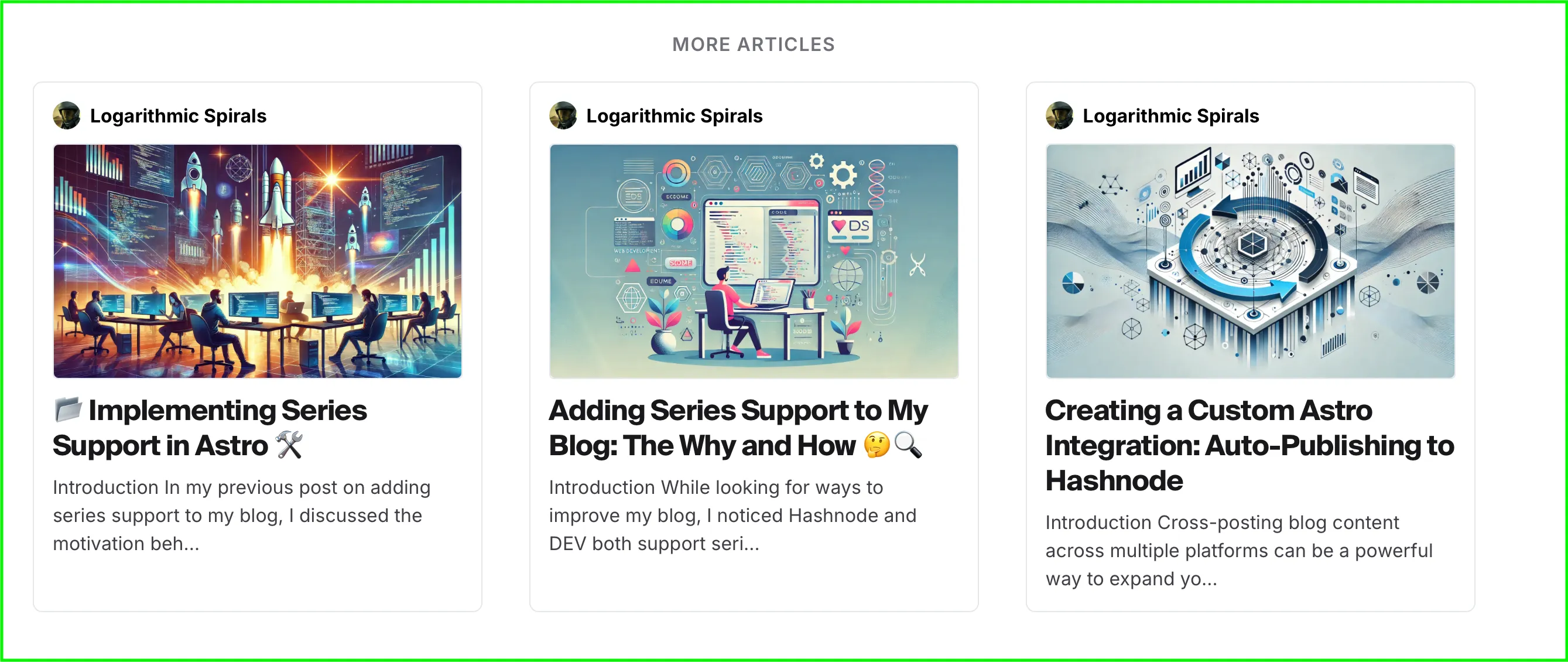 Screenshot of the "More Articles" component on Hashnode